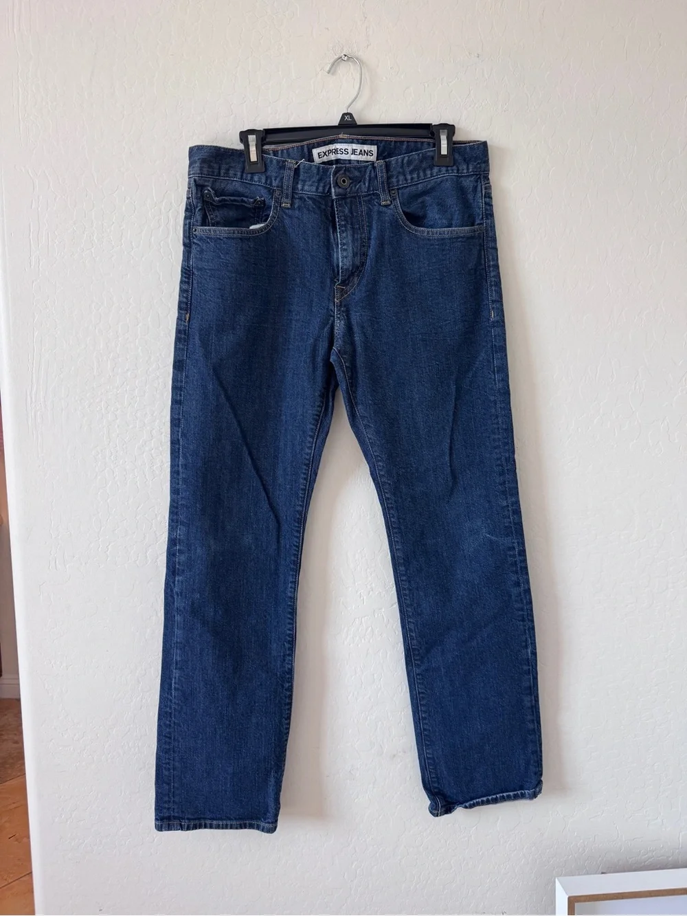 Express Men's Straight-Leg Jeans in Dark Blue